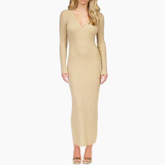 Michael Kors Metallic Rib-Knit Maxi Dress - Picture 1 of 3